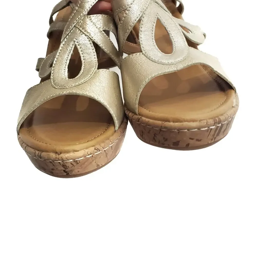 NEW Born BOC | Jayna Natural Leather Wedge Sandals
